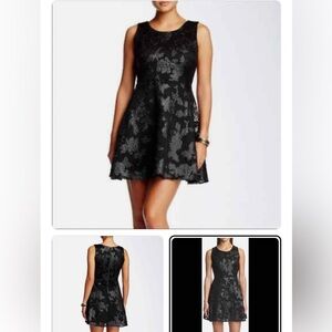 Romeo & Juliet Couture Black Floral Lace Mini Dress
